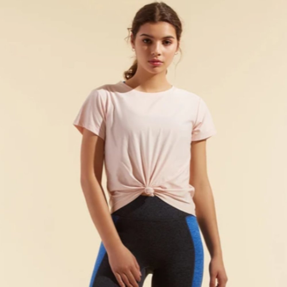 WE OVER ME Tie Tee - Nude Pink